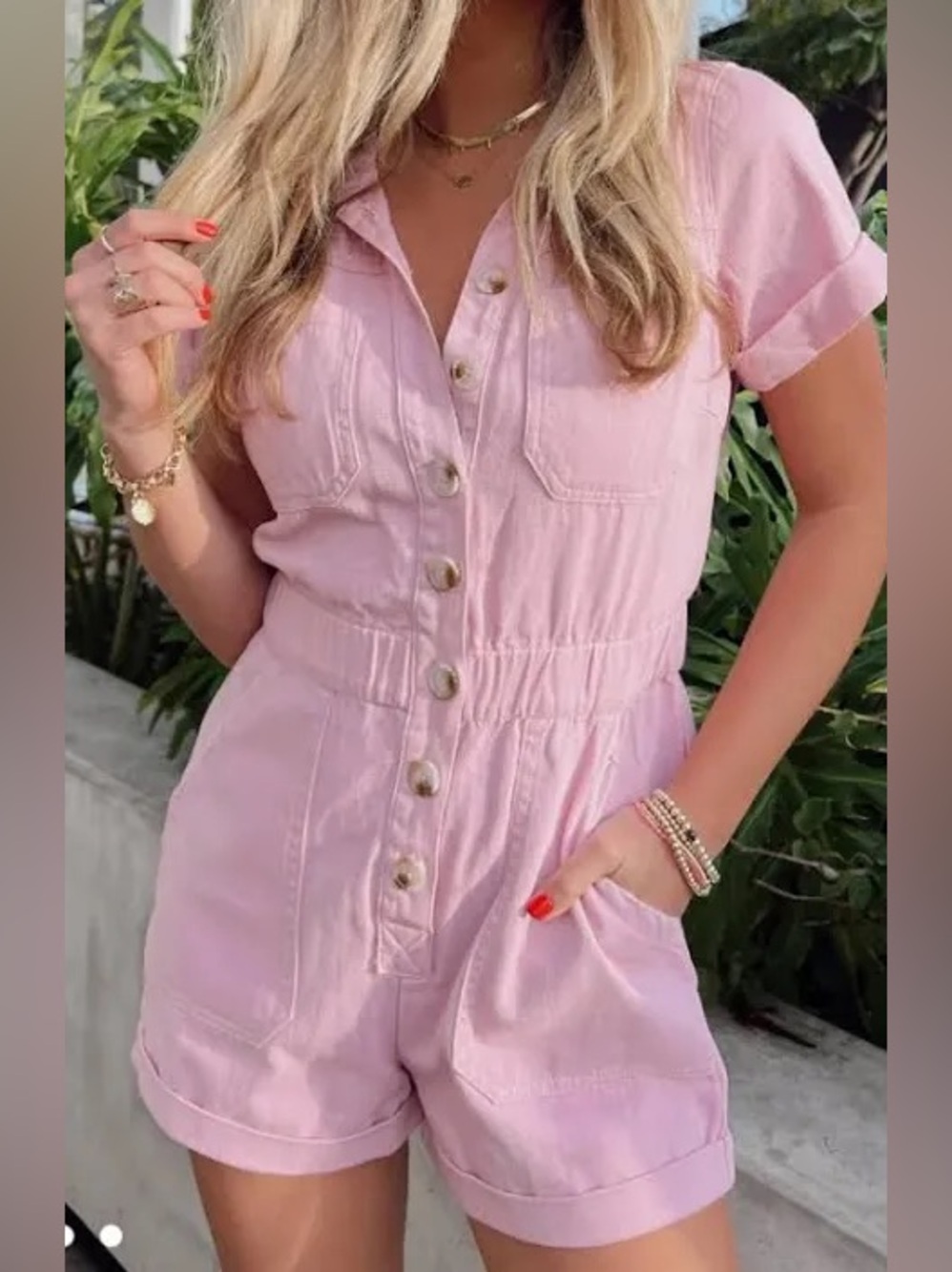 Show Me Your Mumu - Light Pink Denim Romper